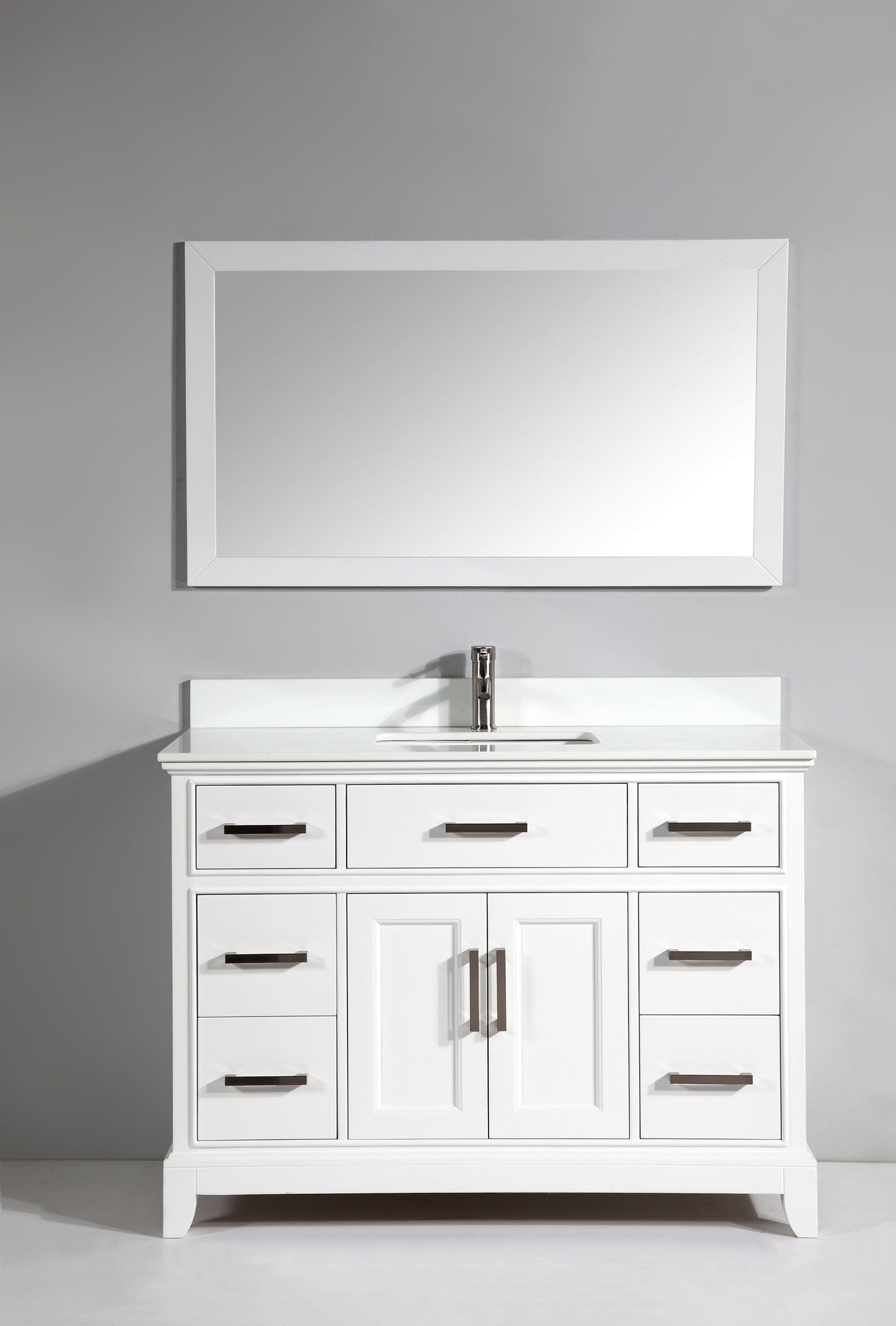 48 Inch Single Sink Bathroom Vanity in White with White Marble Countertop - Vanity Art VA1048W