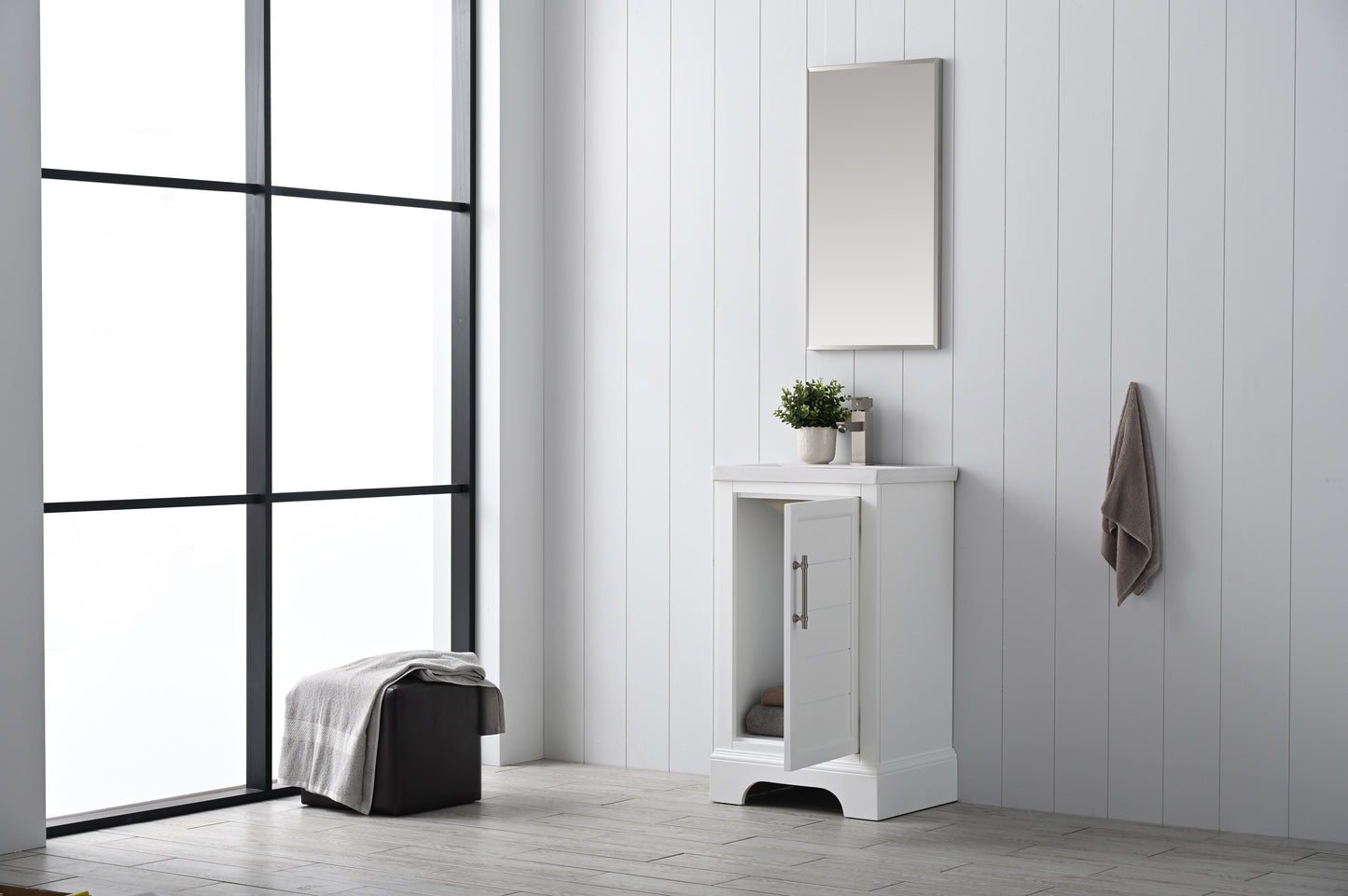 20 Inch Single Sink Bathroom Vanity in White with Ceramic Sink and Countertop - Vanity Art VA5020-W