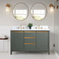 54 Inch Double Sink Bathroom Vanity in Vintage Green with Marble Countertop - Vanity Art VA8054-DVG