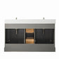 60 Inch Double Sink Bathroom Vanity in Gray with Marble Countertop & Backsplash - Vanity Art VA5060-DSG