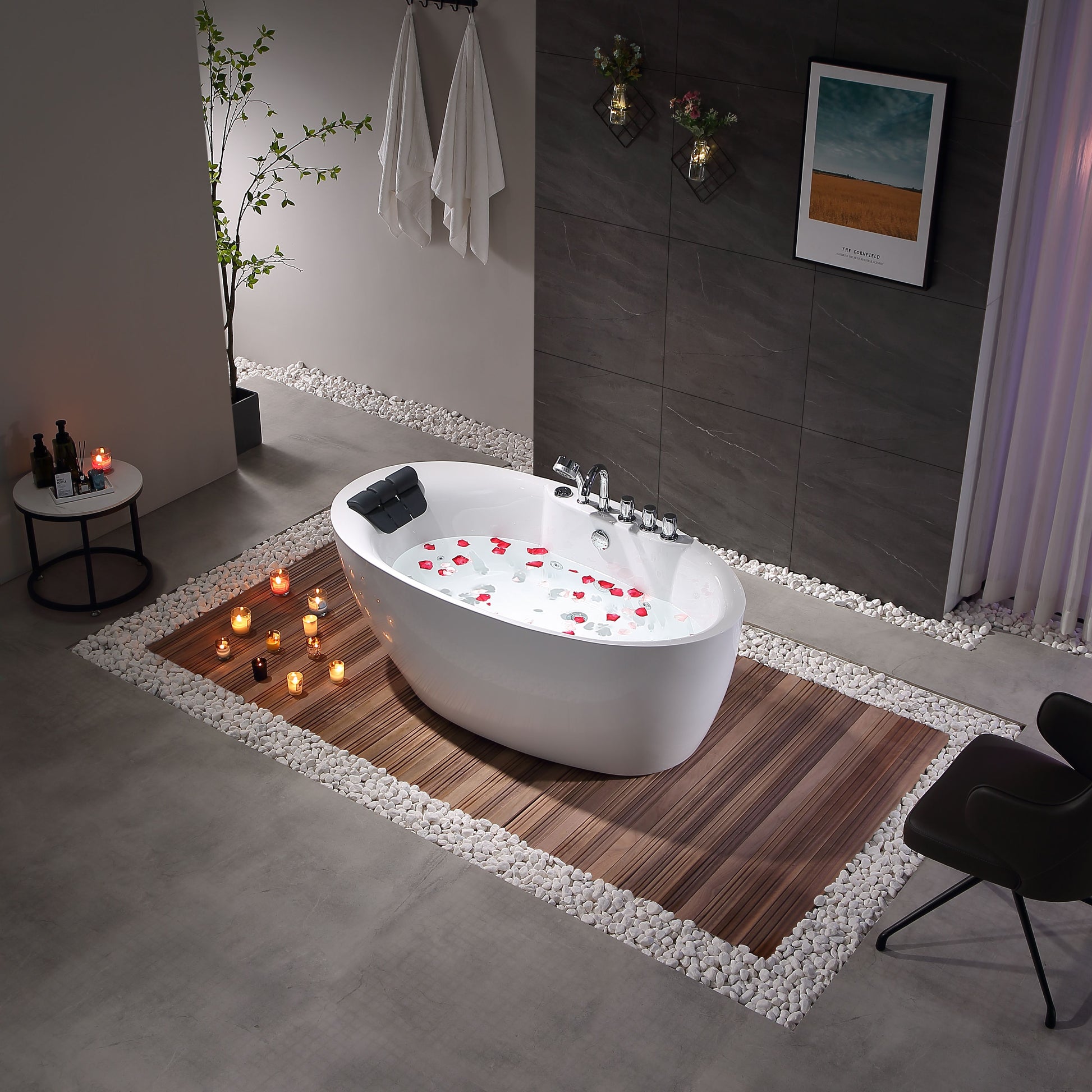 Empava - 71AIS14 71 in. Whirlpool Freestanding Acrylic Bathtub