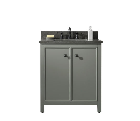 Legion Furniture WLF2130-PG 30" Pewter Green Finish Sink Vanity Cabinet with Blue Limestone Top