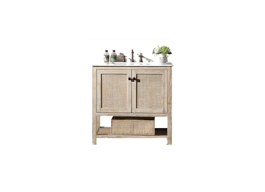 Legion Furniture WH5136 36" Solid Wood Sink Vanity with Marble Top - No Faucet