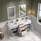 Legion Furniture WV2272-W 72" White Finish Sink Vanity Cabinet with Carrara White Top