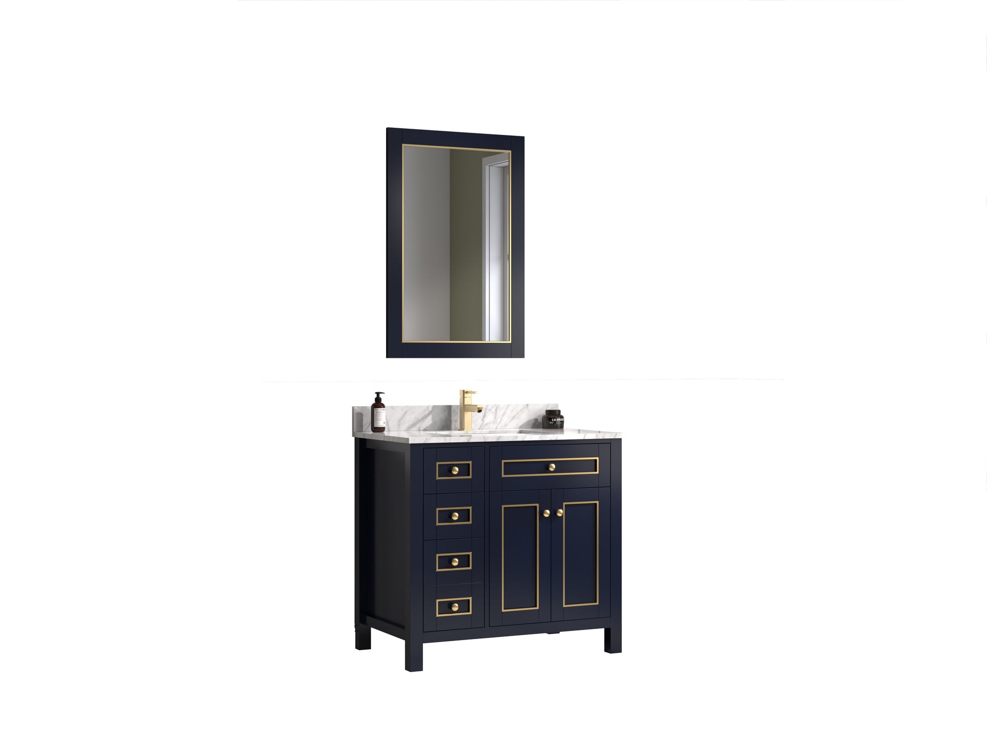 Legion Furniture WV2236-B 36" Blue Finish Sink Vanity Cabinet with Carrara White Top