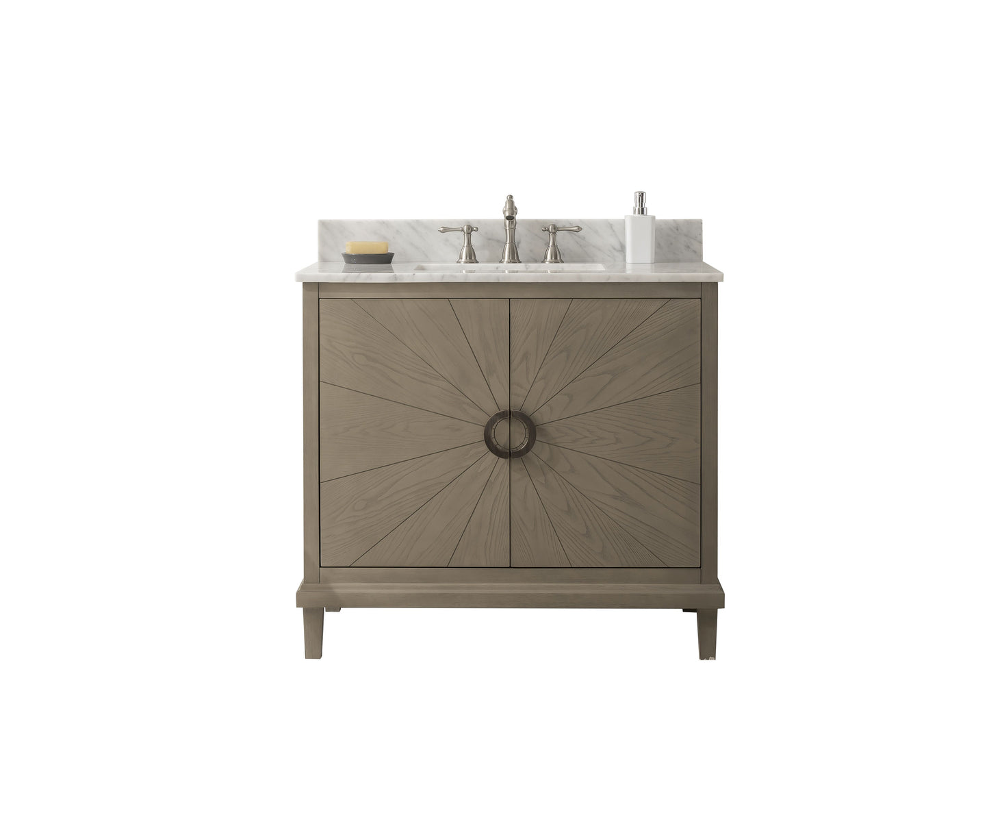 Legion Furniture WLF7040-36-AGO-CW 36" Antique Gray Oak Vanity with Carrara White Top