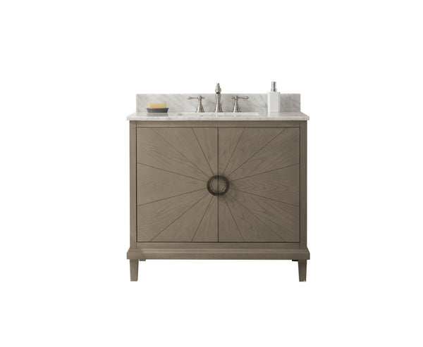 Legion Furniture WLF7040-36-AGO-CW 36 Antique Gray Oak Vanity with Carrara White Top