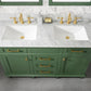 Legion Furniture WLF2254-VG 54" Vogue Green Finish Double-Sink Vanity Cabinet with Carrara White Top