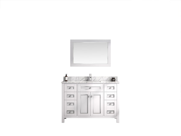 Legion Furniture WV2248-W 48 White Finish Sink Vanity Cabinet with Carrara White Top