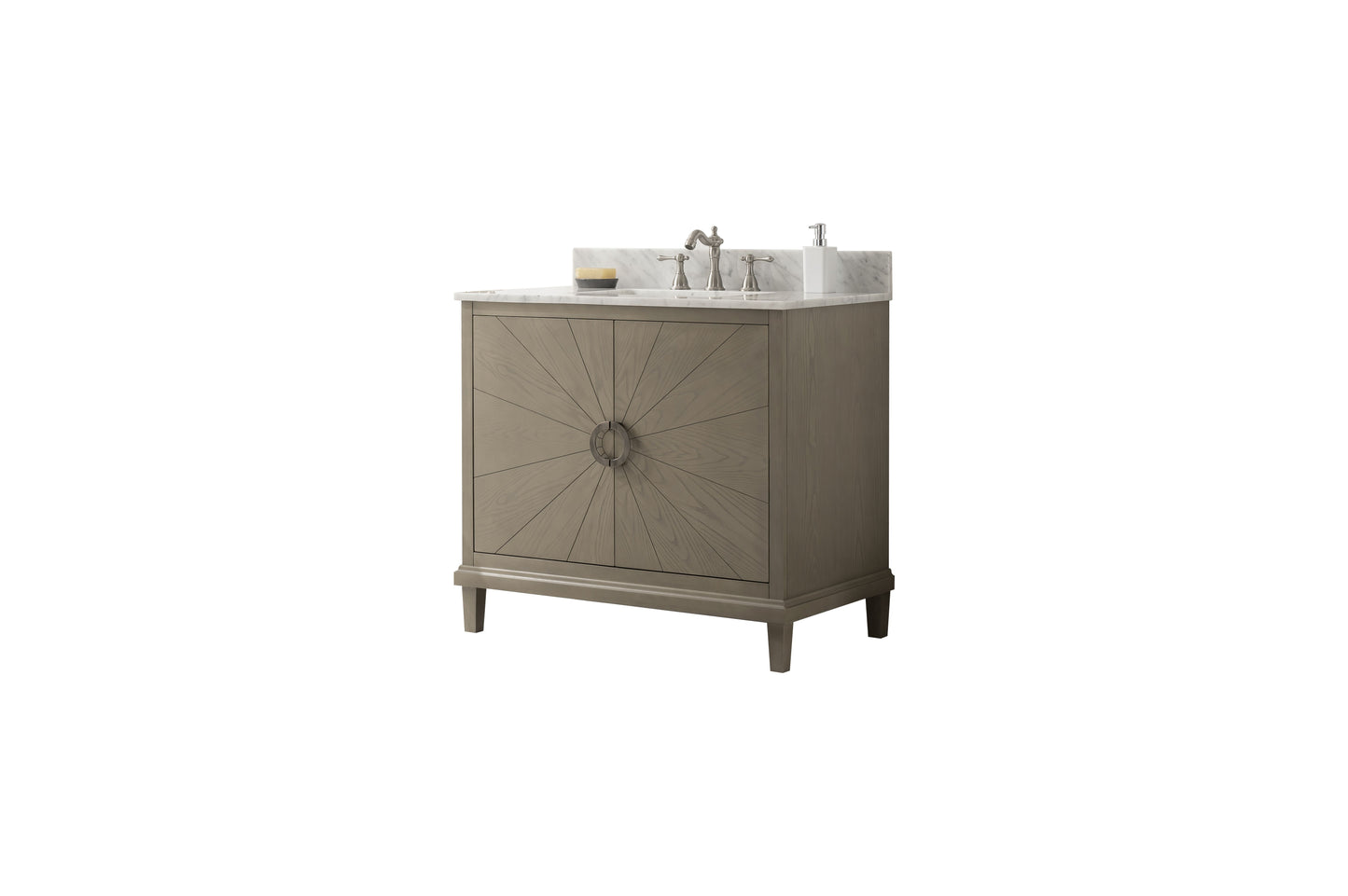 Legion Furniture WLF7040-36-AGO-CW 36" Antique Gray Oak Vanity with Carrara White Top