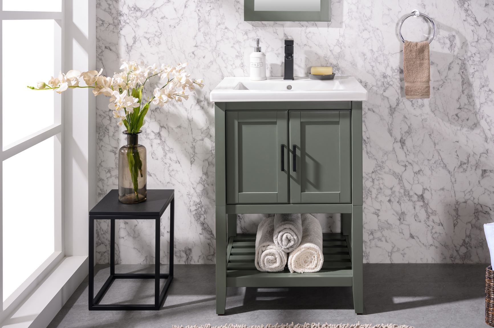 Legion Furniture WLF9024-PG 24" KD Pewter Green Sink Vanity