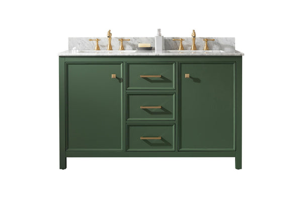 Legion Furniture WLF2154-VG 54 Vogue Green Finish Double-Sink Vanity Cabinet with Carrara White Top