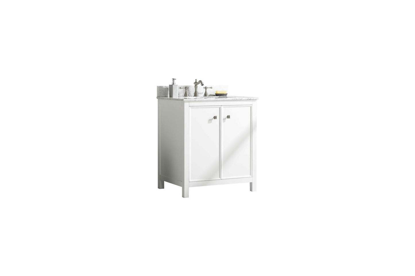 Legion Furniture WLF2130-W 30" White Finish Sink Vanity Cabinet with Carrara White Top