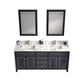 Legion Furniture WV2272-B 72" Blue Finish Sink Vanity Cabinet with Carrara White Top