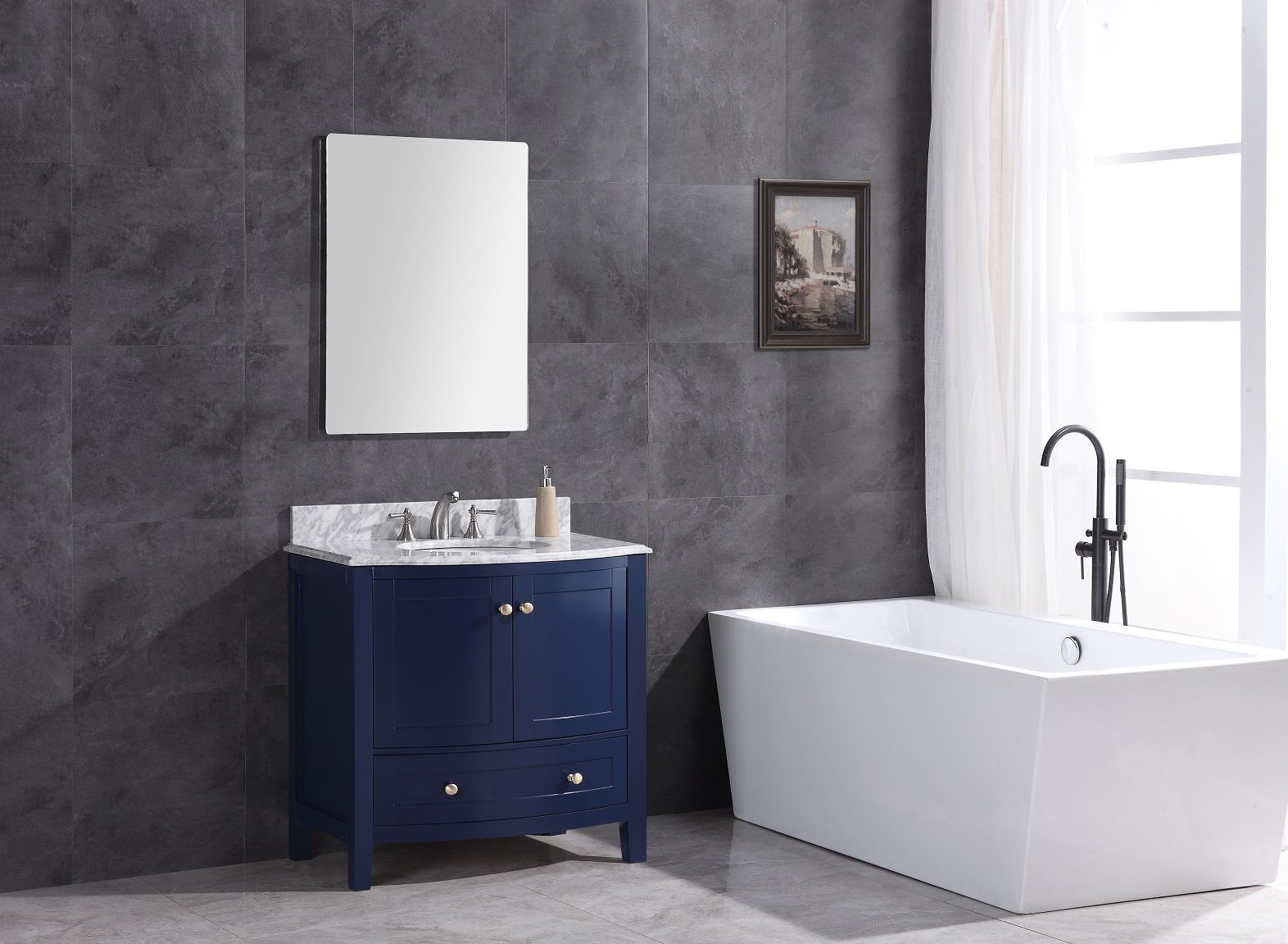 Legion Furniture WT9309-36-B-PVC 36" Blue Bathroom Vanity - PVC