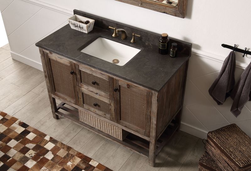 Legion Furniture WH5148-BR 48" Solid Wood Sink Vanity with Moonstone Top - No Faucet