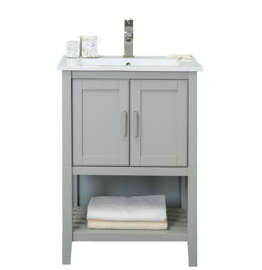 Legion Furniture WLF6023-RL 24" KD White Gray Sink Vanity