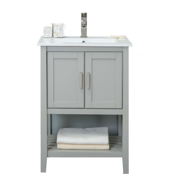 Legion Furniture WLF6023-RL 24 KD White Gray Sink Vanity