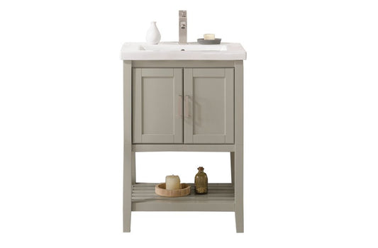 Legion Furniture WLF9024-RL 24" KD White Gray Sink Vanity