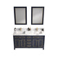 Legion Furniture WV2260-B 60" Blue Finish Sink Vanity Cabinet with Carrara White Top