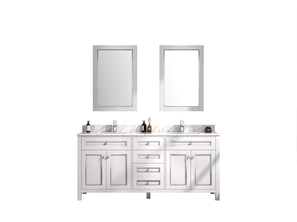 Legion Furniture WV2272-W 72 White Finish Sink Vanity Cabinet with Carrara White Top