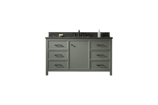 Legion Furniture WLF2160S-PG 60" Pewter Green Finish Single-Sink Vanity Cabinet with Blue Limestone Top