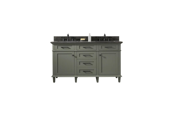 Legion Furniture WLF2260D-PG 60 Pewter Green Finish Double-Sink Vanity Cabinet with Blue Limestone Top