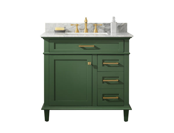 Legion Furniture WLF2236-VG 36 Vogue Green Finish Sink Vanity Cabinet with Carrara White Top