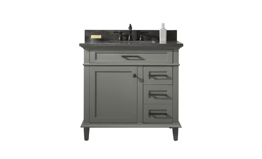 Legion Furniture WLF2236-PG 36" Pewter Green Finish Sink Vanity Cabinet with Blue Limestone Top