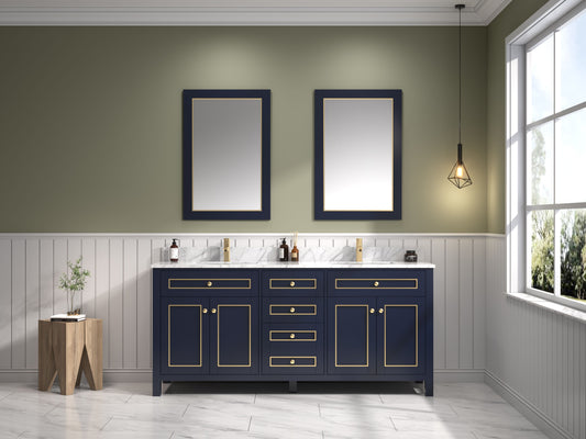 Legion Furniture WV2272-B 72" Blue Finish Sink Vanity Cabinet with Carrara White Top