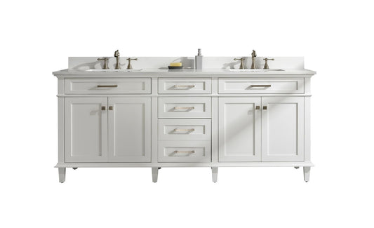 Legion Furniture WLF2280-W 80" White Double-Sink Vanity Cabinet with Carrara White Quartz Top WLF2280-CW-QZ