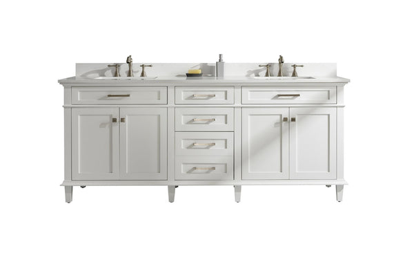 Legion Furniture WLF2280-W 80 White Double-Sink Vanity Cabinet with Carrara White Quartz Top WLF2280-CW-QZ