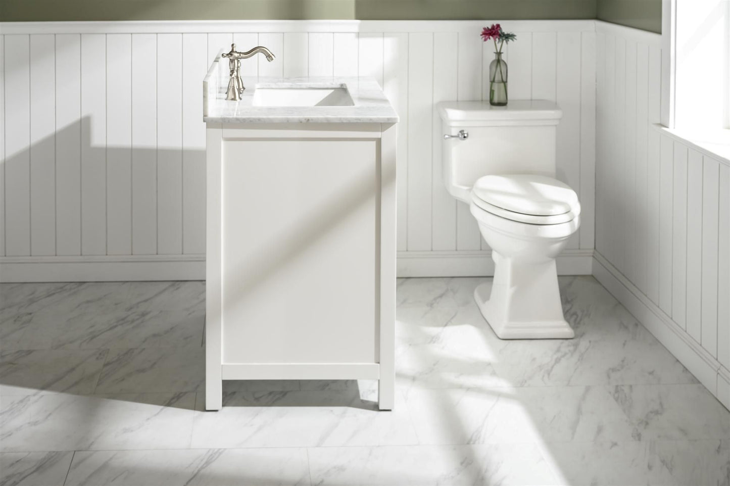 Legion Furniture WLF2130-W 30" White Finish Sink Vanity Cabinet with Carrara White Top