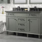 Legion Furniture WLF2254-PG 54" Pewter Green Finish Double-Sink Vanity Cabinet with Blue Limestone Top