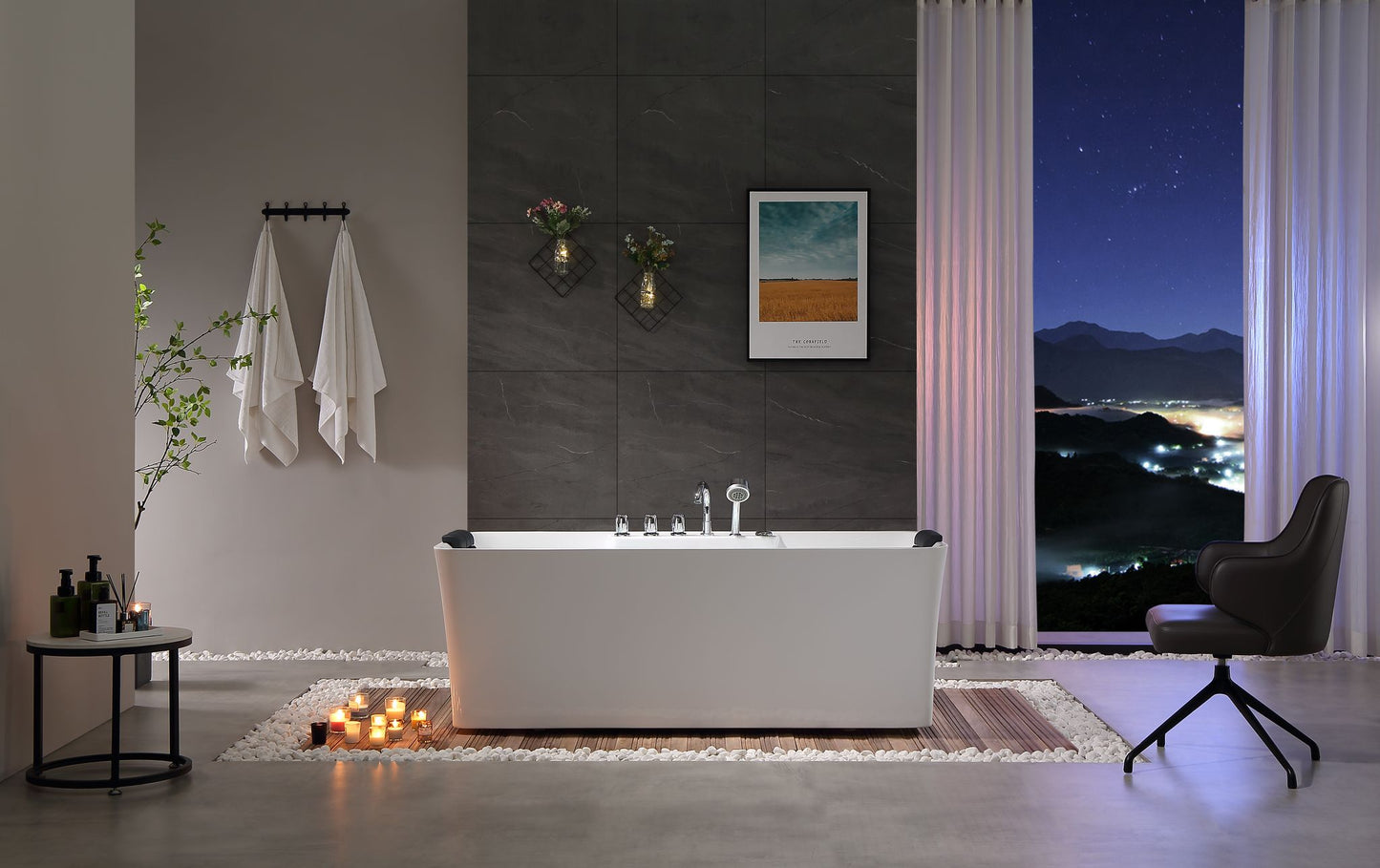 Empava - 67AIS16 67 in. Whirlpool Freestanding Acrylic Bathtub