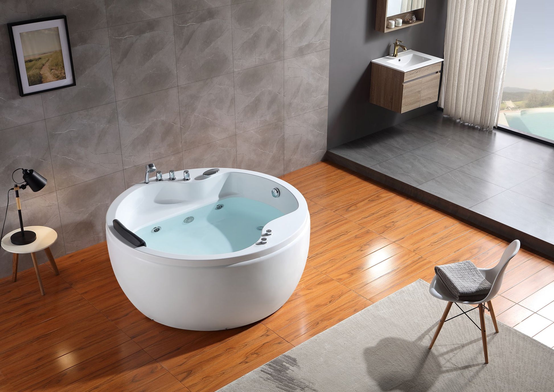 Empava - 59JT005 59 in. Whirlpool Acrylic Freestanding Bathtub