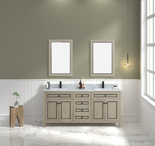 Legion Furniture WV2272-O 72" Light Oak Finish Sink Vanity Cabinet with Carrara White Top