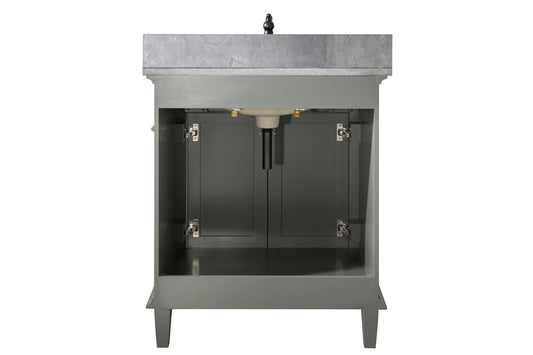 Legion Furniture WLF2230-PG 30" Pewter Green Finish Sink Vanity Cabinet with Blue Limestone Top