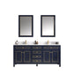 Legion Furniture WV2272-B 72" Blue Finish Sink Vanity Cabinet with Carrara White Top