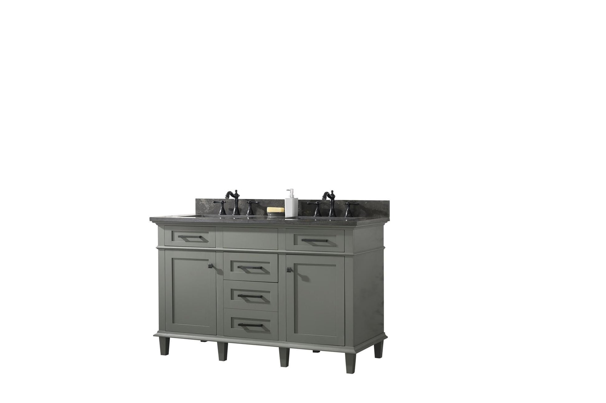 Legion Furniture WLF2254-PG 54" Pewter Green Finish Double-Sink Vanity Cabinet with Blue Limestone Top