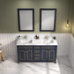 Legion Furniture WV2260-B 60" Blue Finish Sink Vanity Cabinet with Carrara White Top