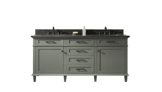 Legion Furniture WLF2272-PG 72" Pewter Green Double-Sink Vanity Cabinet with Blue Limestone Top