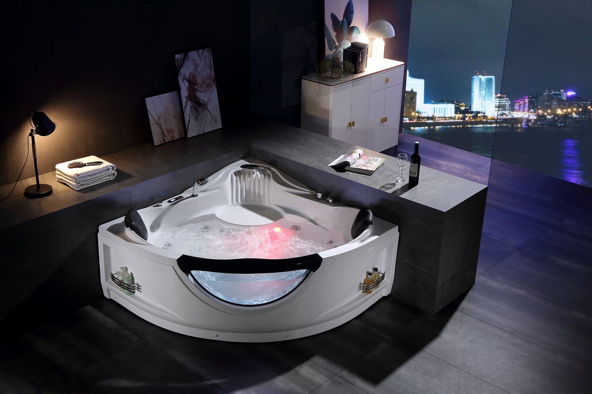 Empava - 59JT319LED 59 in. Whirlpool Corner Bathtub