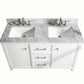 Legion Furniture WLF2154-W 54" White Finish Double-Sink Vanity Cabinet with Carrara White Top