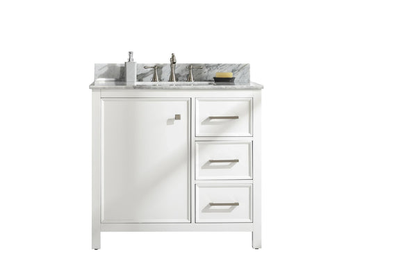 Legion Furniture WLF2136-W 36 White Finish Sink Vanity Cabinet with Carrara White Top