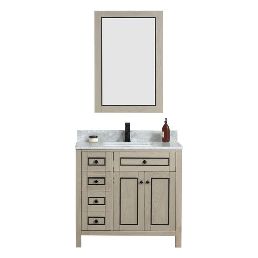 Legion Furniture WV2236-O 36" Light Oak Finish Sink Vanity Cabinet with Carrara White Top