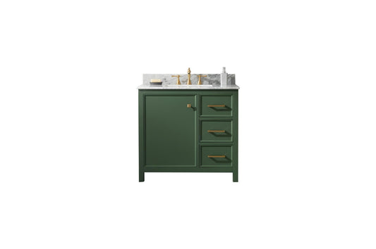 Legion Furniture WLF2136-VG 36" Vogue Green Finish Sink Vanity Cabinet with Carrara White Top