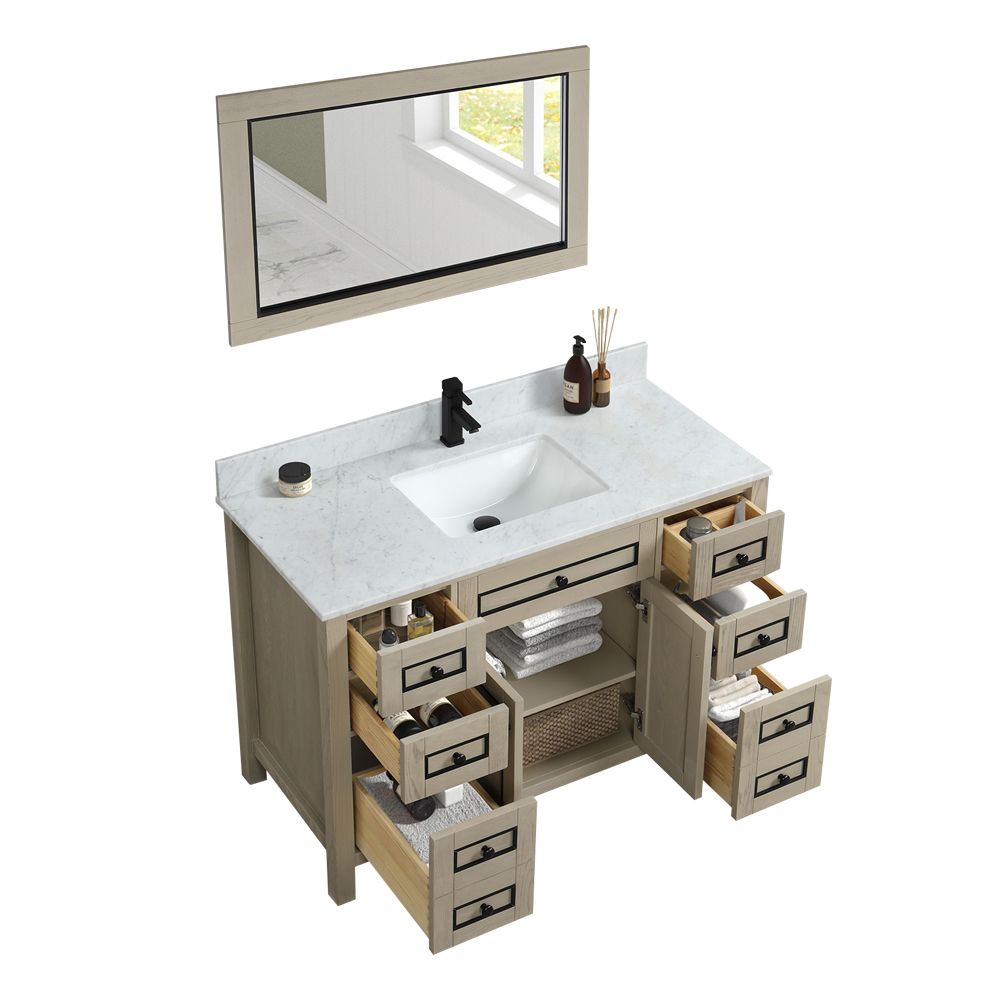 Legion Furniture WV2248-O 48" Light Oak Finish Sink Vanity Cabinet with Carrara White Top