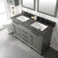 Legion Furniture WLF2254-PG 54" Pewter Green Finish Double-Sink Vanity Cabinet with Blue Limestone Top