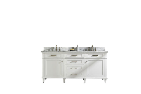 Legion Furniture WLF2272-W 72" White Double-Sink Vanity Cabinet with Carrara White Top